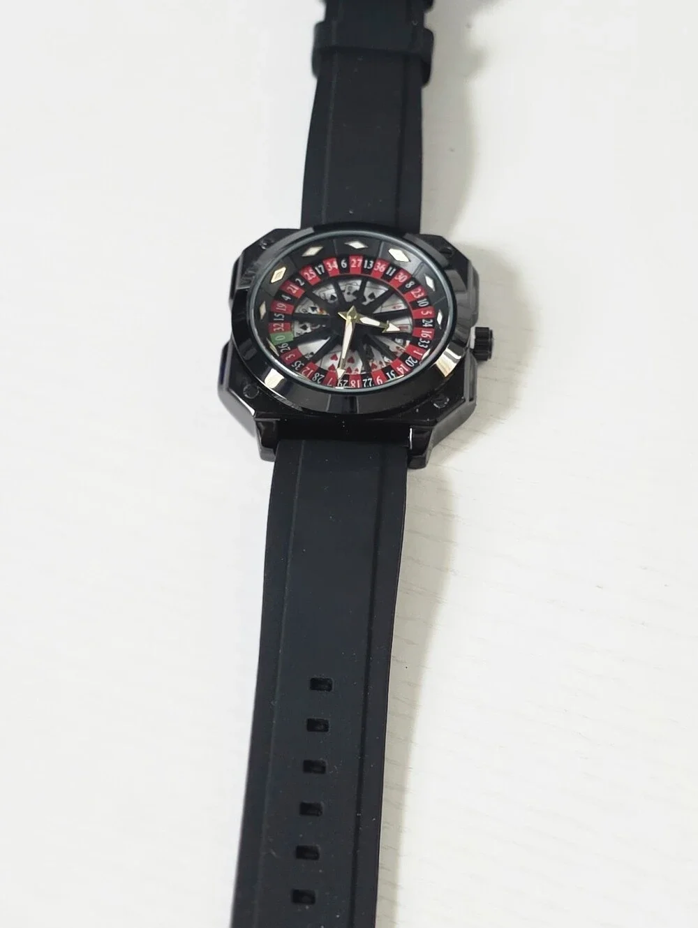 361.  Black Rotating Roulette-Style Dial Sport Watch